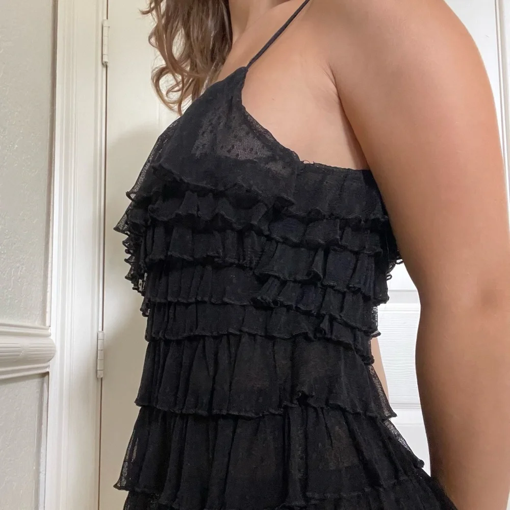 Mesh Black Ruffled Top - Picture 2 of 4
